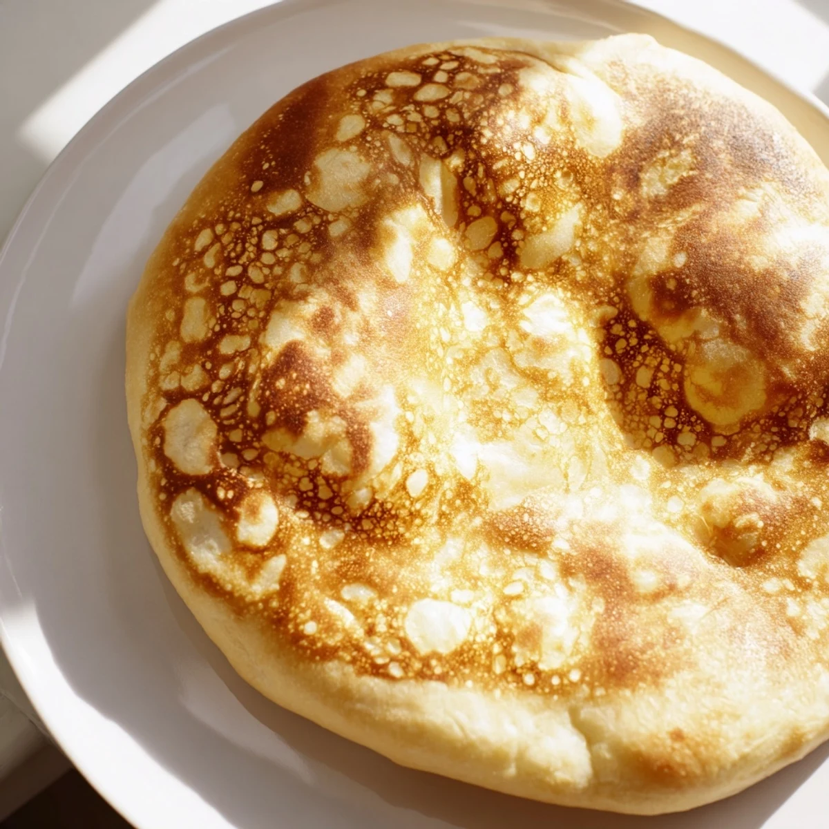 Golden-brown Three-Ingredient Easy Flatbreads, ready to be ripped open and enjoyed with your favorite dips.