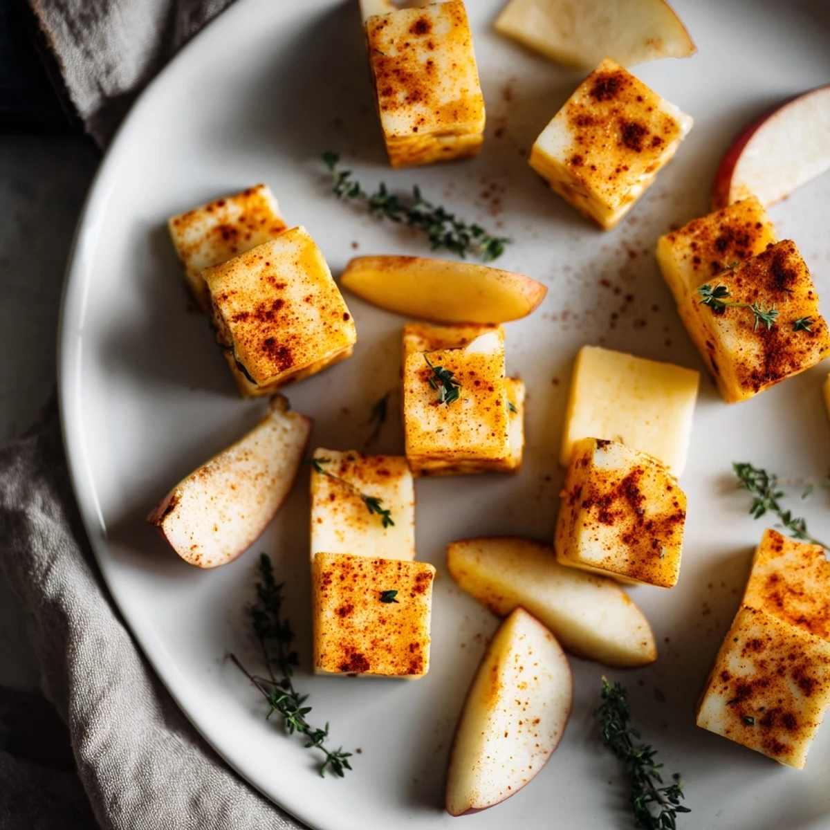 Beautifully arranged platter with The Autumn Ember recipe, a stunning fall cheese and apple display.