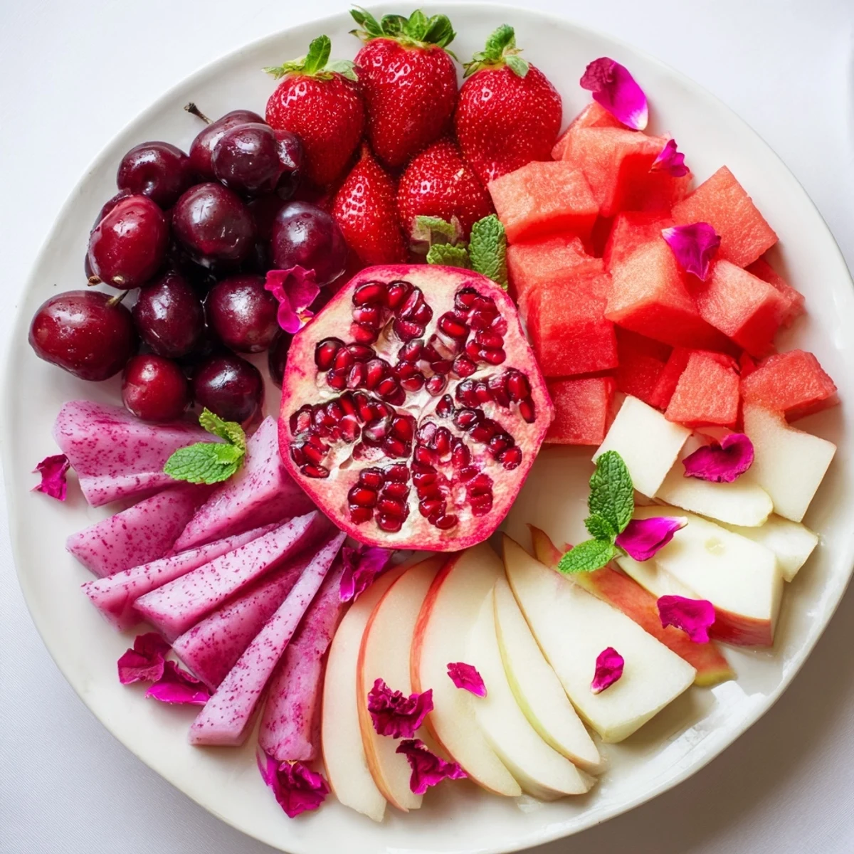 Enjoy the Pomegranate Pivot featuring vivid colors and textures, a refreshing fruit appetizer perfect for sharing.