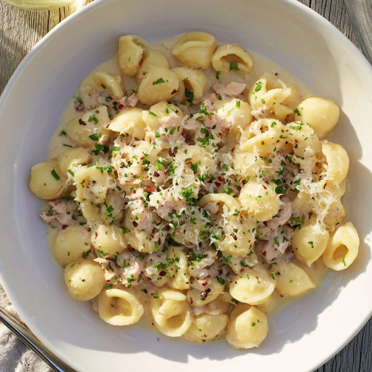 Delicious, golden-hued One-Pot Garlic Butter Ditalini dish, promising a comforting, easy meal.