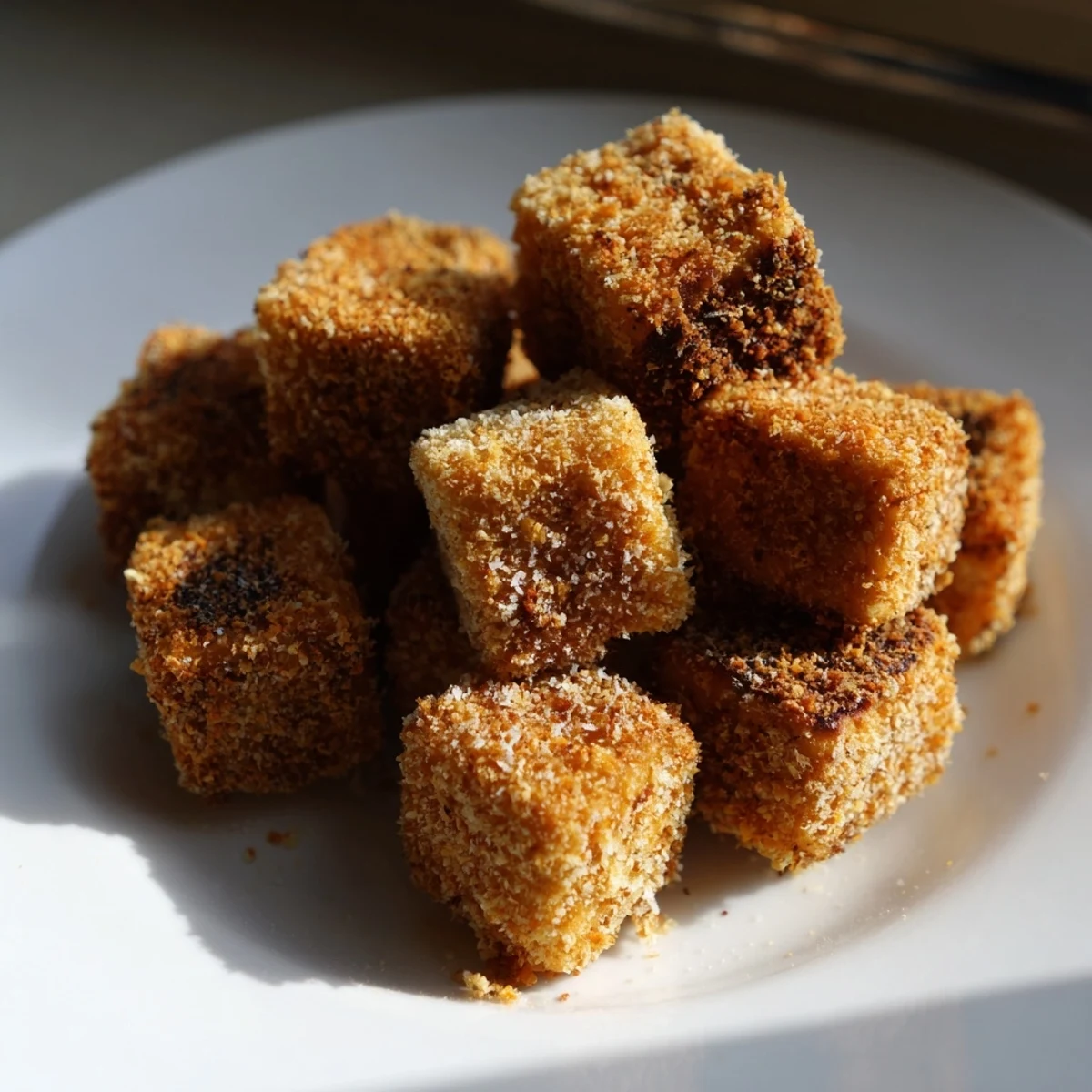 Perfectly fried Crispy Tofu Nuggets offer a satisfying crunch and savory flavor, ideal for snacking.