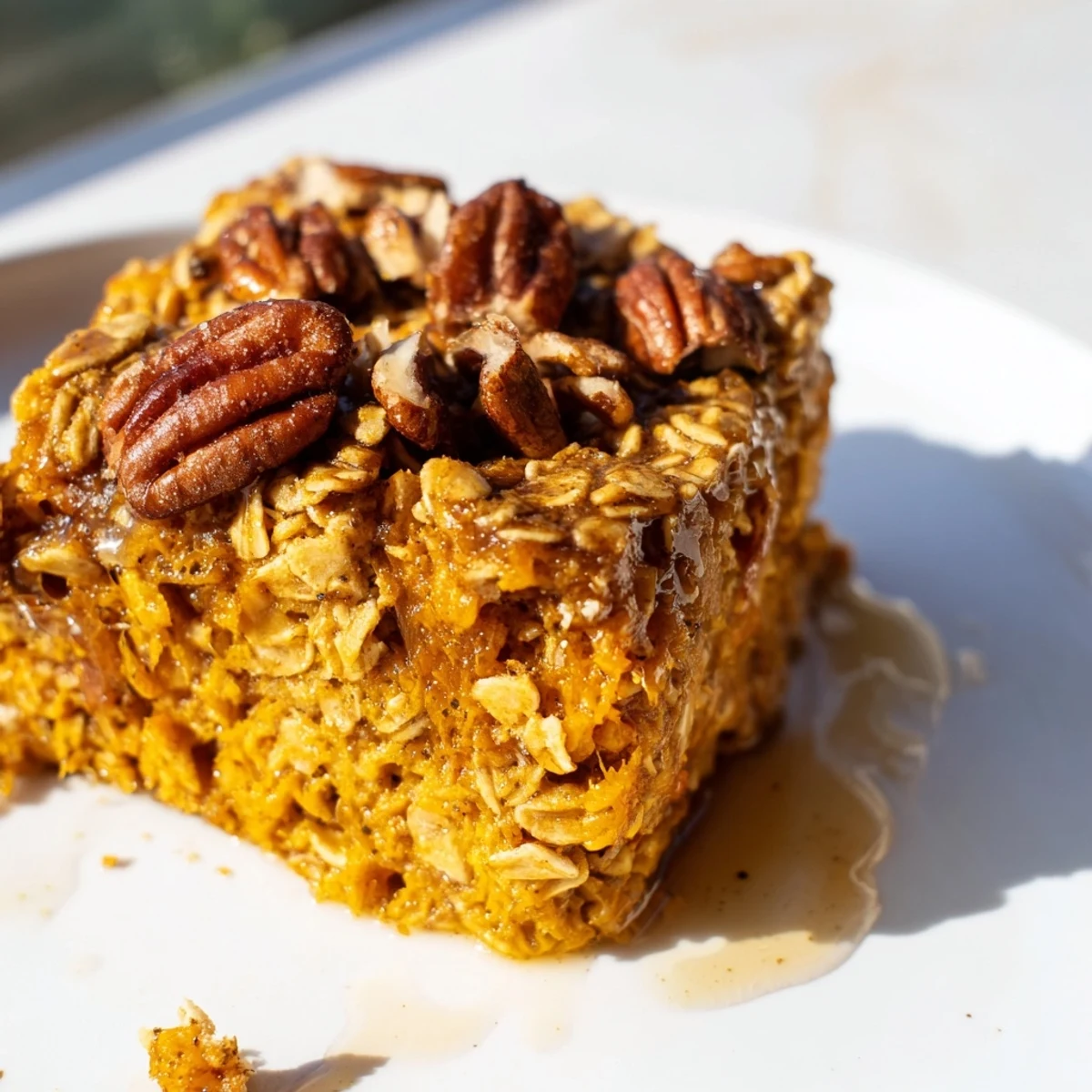 A golden-brown ramekin of Pumpkin Spice Baked Oats, a cozy and delicious fall breakfast.