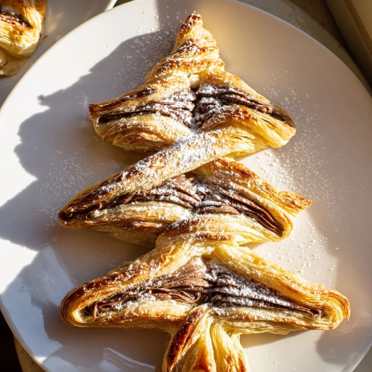 Golden-baked Nutella Pastry Christmas Trees, perfect for holiday gatherings and sweet celebrations.