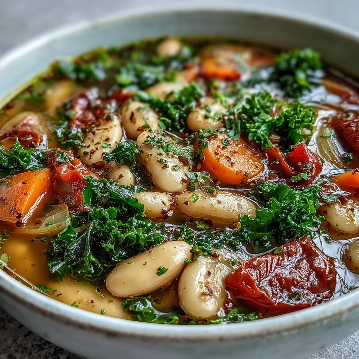 Savory Mediterranean White Bean Stew, steaming with herbs, perfect with crusty bread.