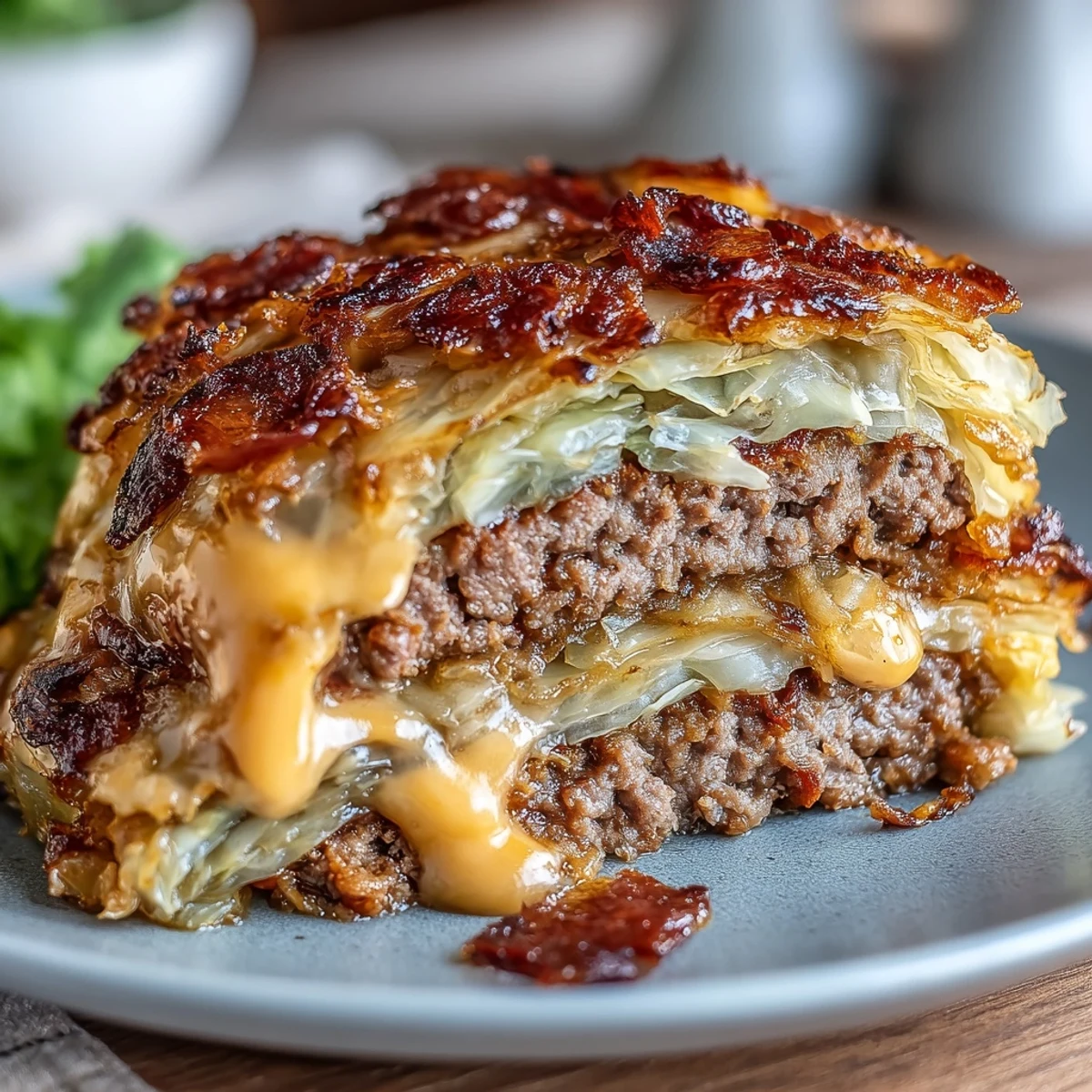 Golden-baked Oven-Baked Cabbage Burgers topped with melted cheese and fresh parsley.