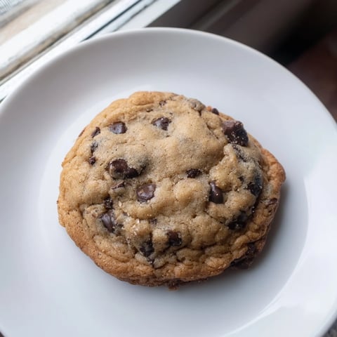 Air-Fryer Chocolate Chip Cookies still warm, with melty chocolate and crispy edges, ready to eat!
