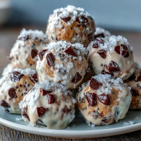 Frozen Greek yogurt peanut butter bites topped with mini chocolate chips for a protein-packed treat.  