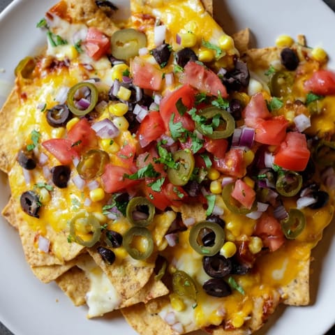 Golden, cheesy Sheet Pan Nachos are loaded with fresh toppings and ready for dipping in cool sour cream.