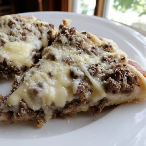 Ground Beef Alfredo Pizza