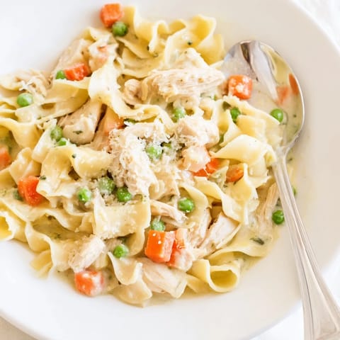 This Spring Chicken Noodle Skillet is a comforting one-pan meal, perfect for a family-friendly springtime dinner.  