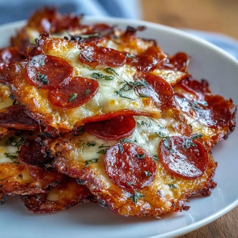 Pepperoni cheese crisps garnished with parsley, cooling on a wire rack for ultimate crunch, perfect for game day snacking.