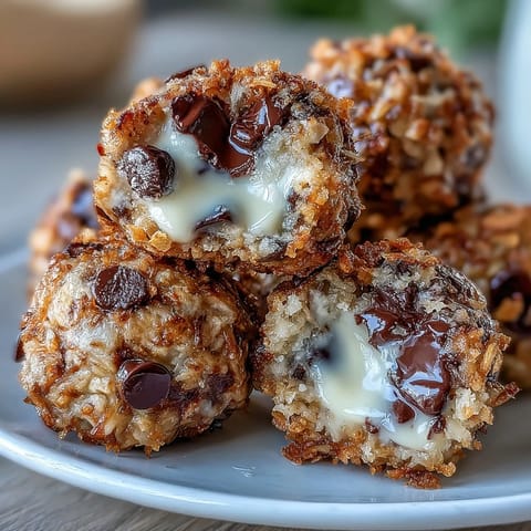 Rolled Moose Bites coated in graham cracker crumbs, stacked on a chilled platter near cups of coffee.