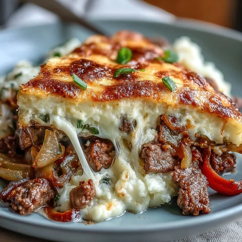 Tender beef, sautéed peppers, and onions mingle under melted provolone and mozzarella in this low-carb skillet dinner.