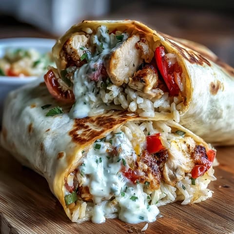 A warm flour tortilla filled with seasoned chicken, sautéed bell peppers, and melted cheddar, drizzled with creamy ranch dressing.  