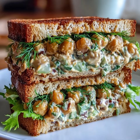 Protein-packed vegan chickpea salad with crunchy vegetables and creamy mayo, perfect for a quick and healthy lunch.  