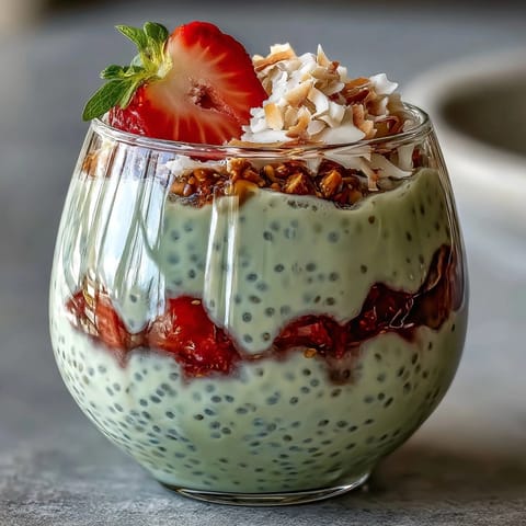 Strawberry Matcha Layered Pudding