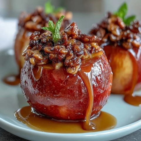 Crisp apple slices drizzled with creamy peanut butter and topped with crunchy granola for a wholesome snack.