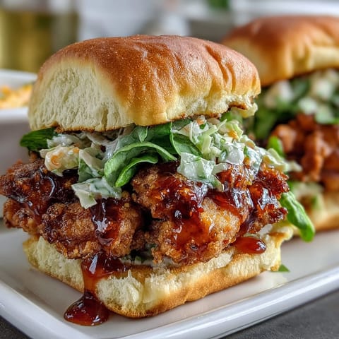Crockpot Mississippi Chicken Sliders with Coleslaw: Tender shredded chicken slow-cooked in rich, tangy sauce on soft buns, topped with crisp, creamy coleslaw for the perfect party bite.