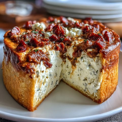 A golden Italian Easter pie filled with creamy ricotta and savory salami, baked in a flaky pastry crust for a festive brunch centerpiece.