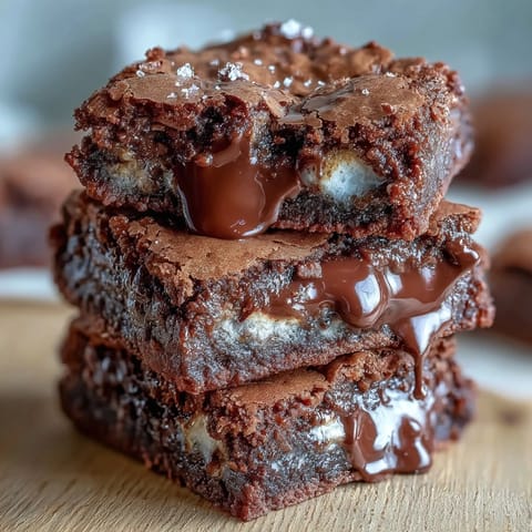 Decadent s'mores brownie cookies topped with gooey toasted marshmallow and chocolate chunks.