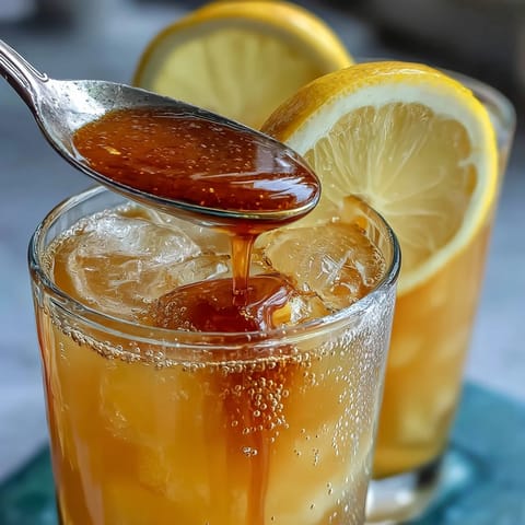 A vibrant glass of ginger prebiotic lemonade with fresh mint and lemon slices, offering a zesty and gut-friendly refreshment.  