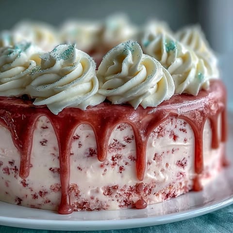 Luscious pink Rosé Velvet Cake, perfect for celebrations, with creamy frosting.