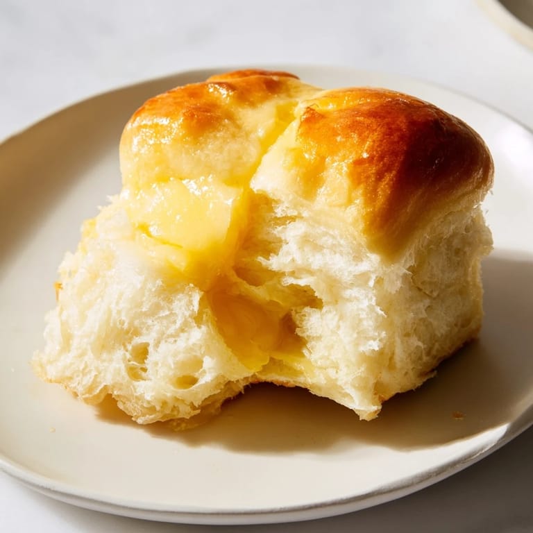 Warm Quick-Rise Dinner Rolls, ready to serve, with a glossy, golden crust perfect for soaking up gravy.