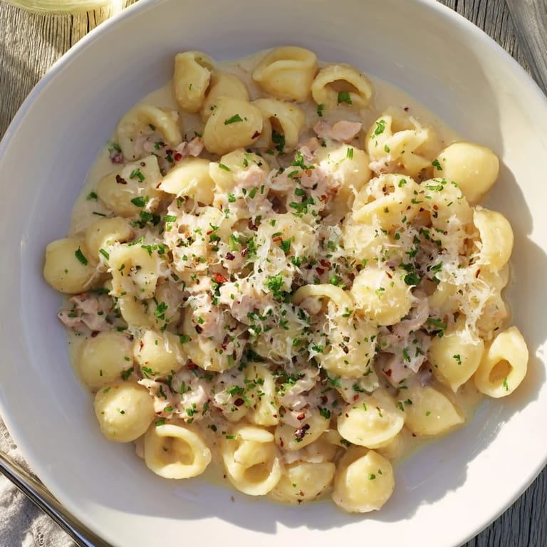 Delicious, golden-hued One-Pot Garlic Butter Ditalini dish, promising a comforting, easy meal.