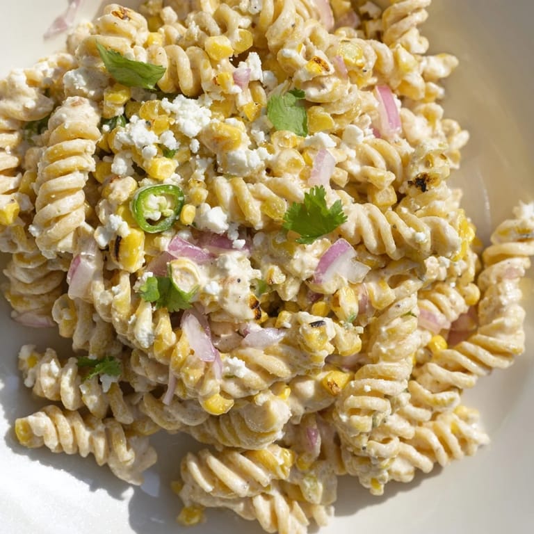 Imagine the flavors! This Creamy Street Corn Pasta Salad is a perfect, summery, quick side dish.