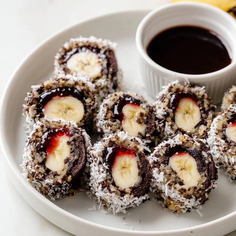 Vibrant plate of Oreo Cookie Sushi Rolls with chocolate dip: a sweet, playful American fusion treat.