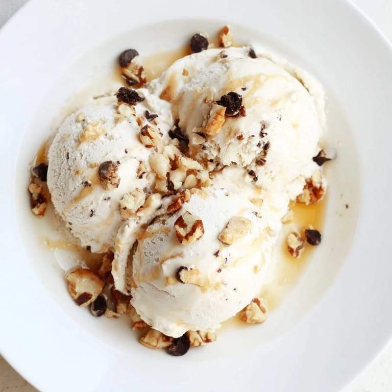 A luscious bowl of cottage cheese ice cream, a cool dessert made in a blender and ready to eat.