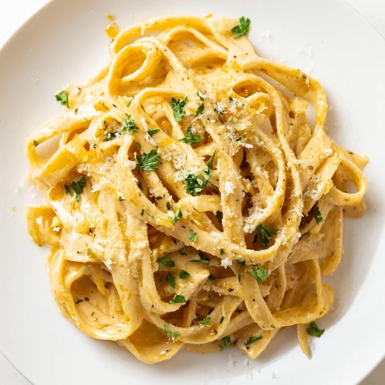A skillet of Sriracha Honey Pasta steam gently, featuring plump noodles drenched in a spicy-sweet garlic butter cream sauce.