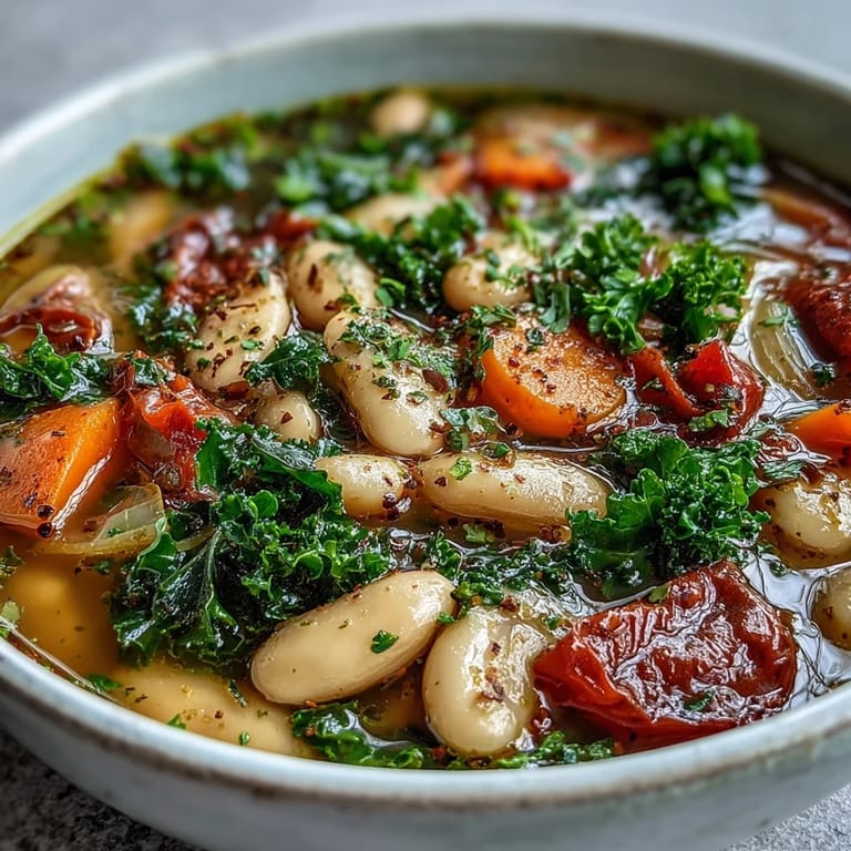 Savory Mediterranean White Bean Stew, steaming with herbs, perfect with crusty bread.