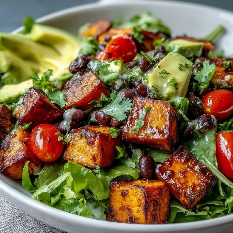 Sweet Potato and Black Bean Bowl garnished with cilantro and lime wedges, ready for a nutritious dinner.