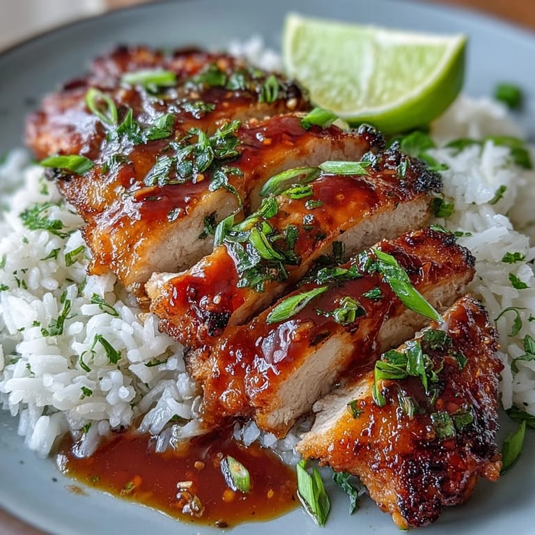 Tender pressure-cooked Thai sweet chili chicken in a sticky, tangy sauce, garnished with sliced green onion and ready to impress.