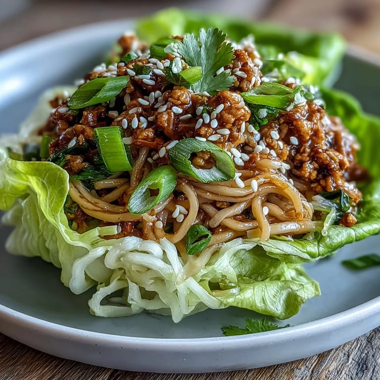 Light and flavorful potsticker noodle lettuce cups with turkey, shirataki noodles, and zesty sauce in crisp butter lettuce cups.