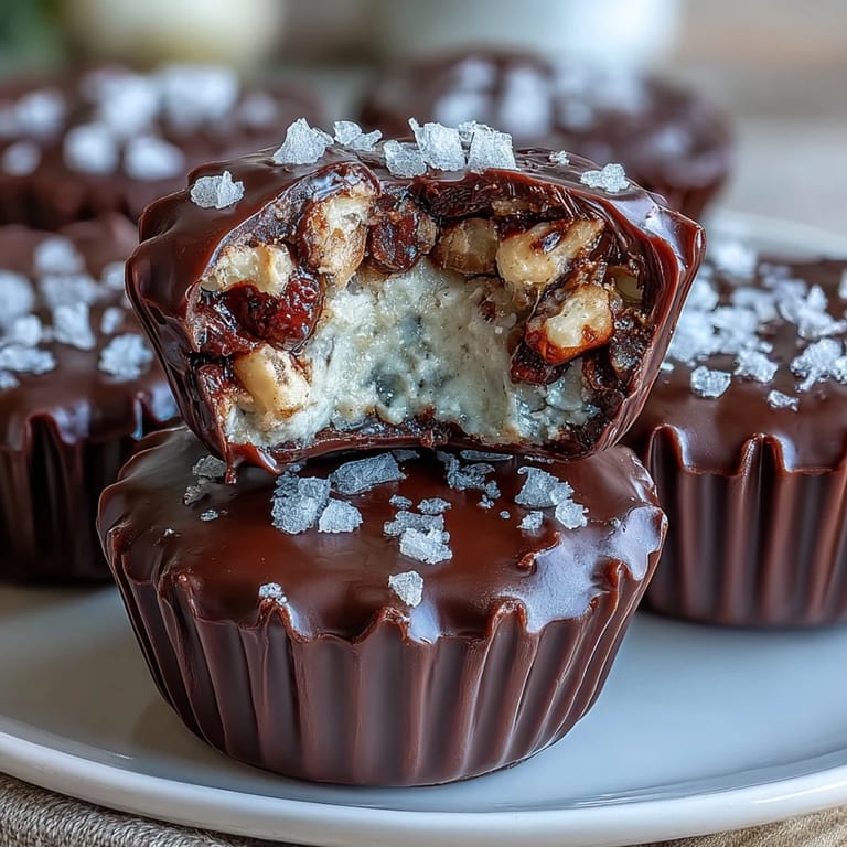 Protein-packed peanut butter cottage cheese treats, frozen and coated in rich dark chocolate for a satisfying snack.