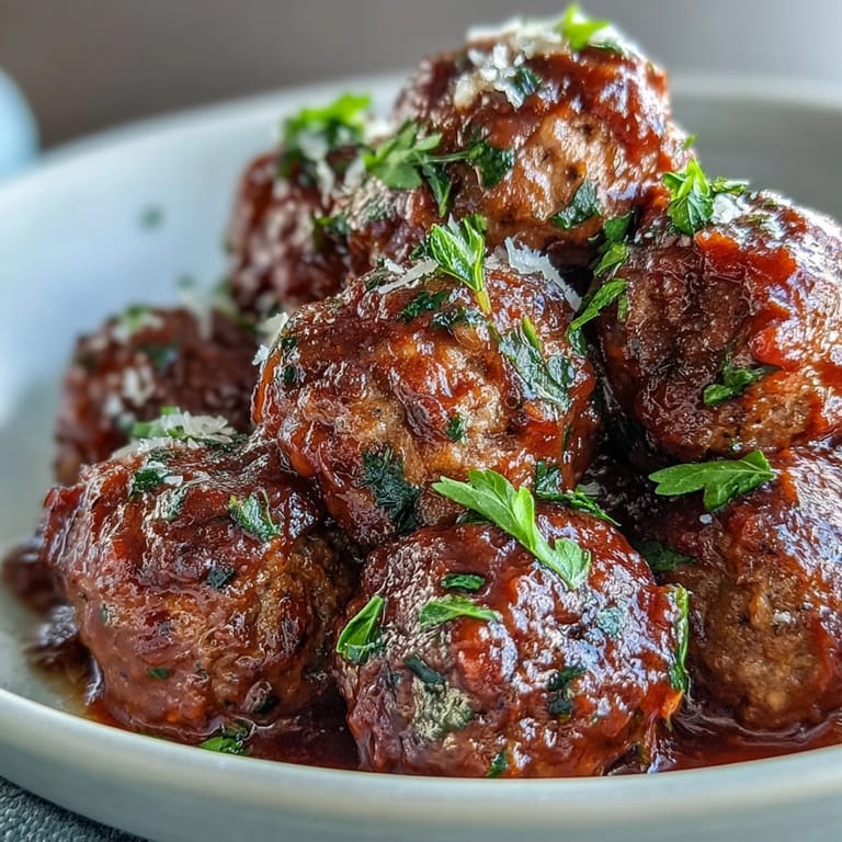 Homemade meatballs slow-cooked to perfection in zesty marinara, served warm from the crockpot for effortless party food or main dish.