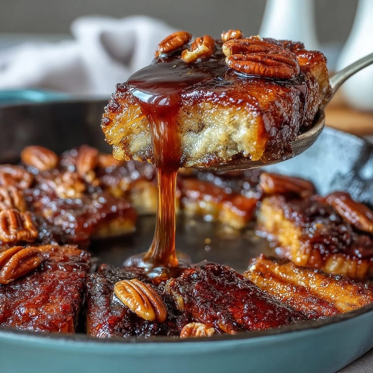 Golden skillet-baked Soul Food Candied Yams with Brown Sugar, sweet and buttery, served with chopped pecans on top.  
