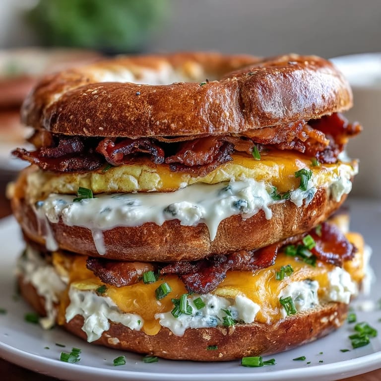 Fluffy scrambled eggs, melty cheese, and fresh greens piled onto chewy protein bagels — perfect for busy mornings.