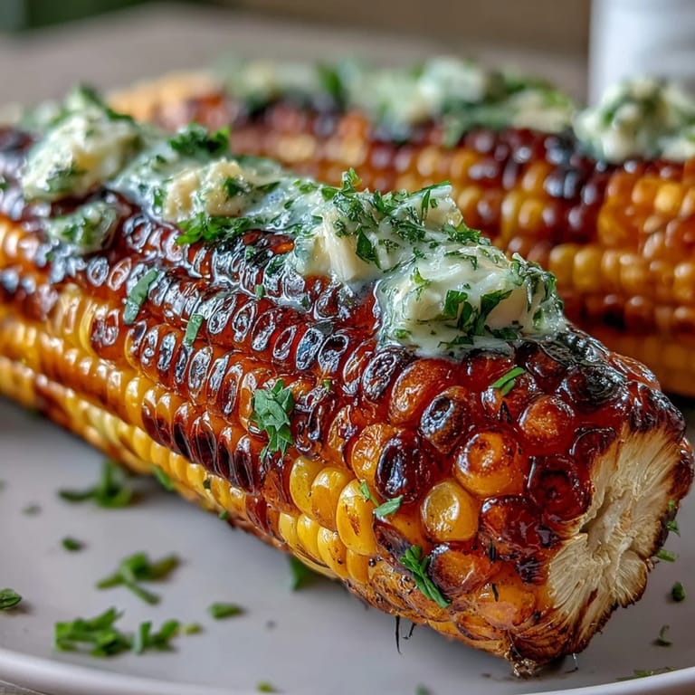 Memorial Day grilled corn served with four flavored butters—parsley-chive, basil-lemon, cilantro-lime, and smoky Parmesan.