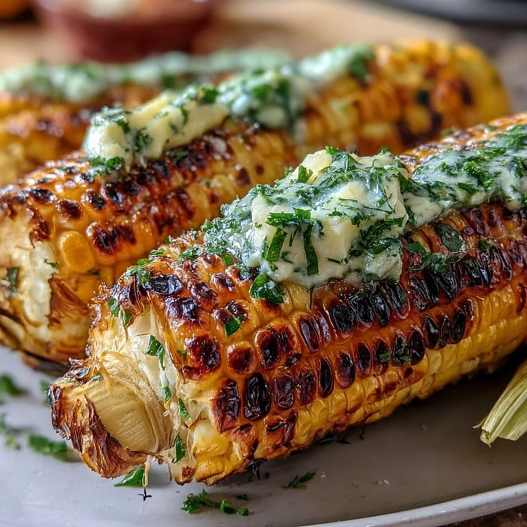 Festive grilled corn with herbed butter, perfect for Memorial Day barbecues and summer gatherings.