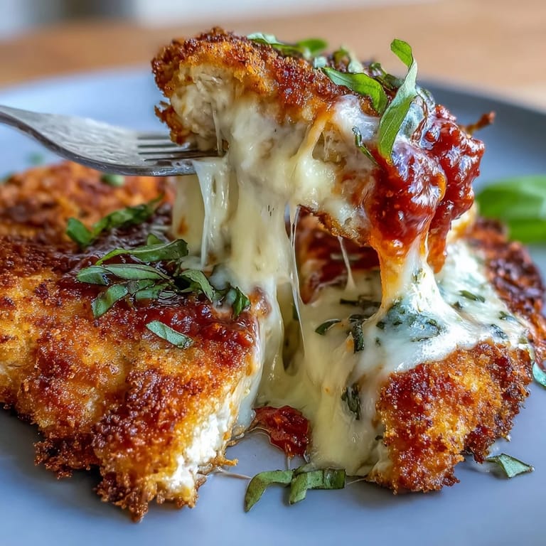 Air fryer chicken Parmesan recipe featuring juicy breaded chicken breasts topped with rich tomato sauce and gooey cheese, perfect for weeknight dinners.  