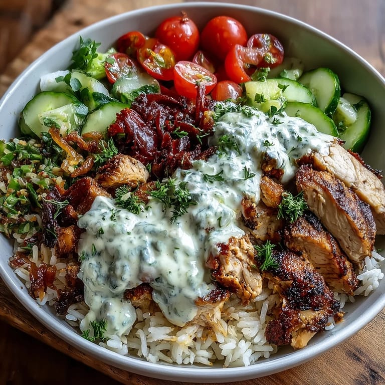 Flavorful Middle Eastern Shawarma Bowl vibrant with fresh vegetables, ready to serve.