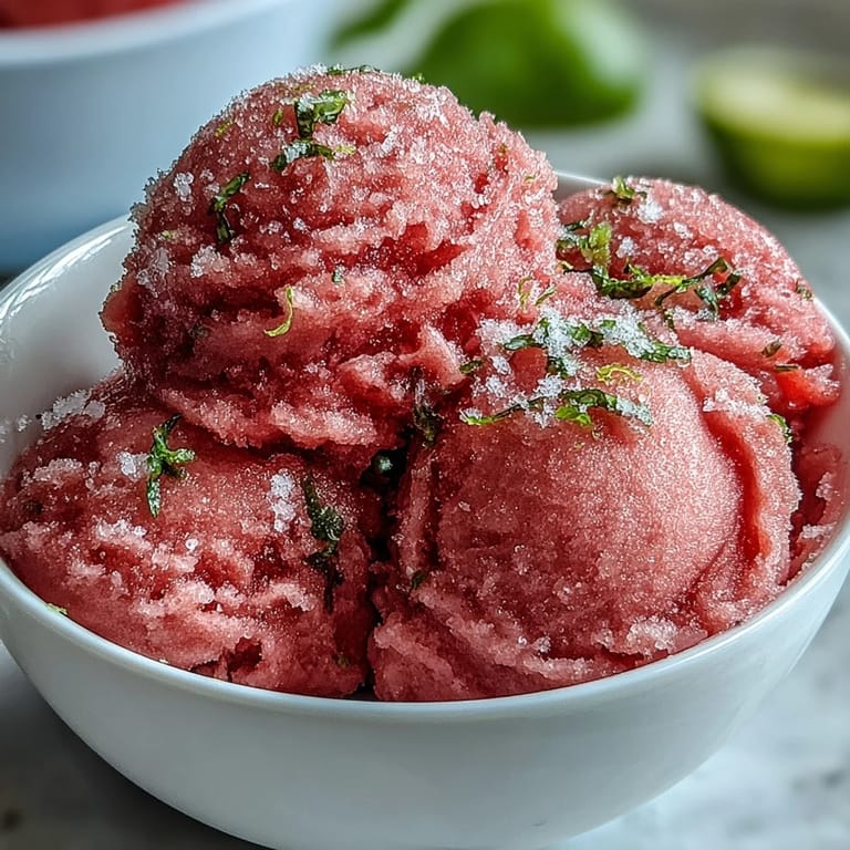 Healthy, refreshing Watermelon Sorbet (3 Ingredients) bursting with fruit flavor.
