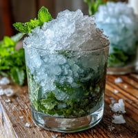 Kentucky Derby Mint Julep Mocktail with Fresh Mint, a refreshing non-alcoholic Southern drink, garnished with vibrant green mint sprigs and crushed ice.